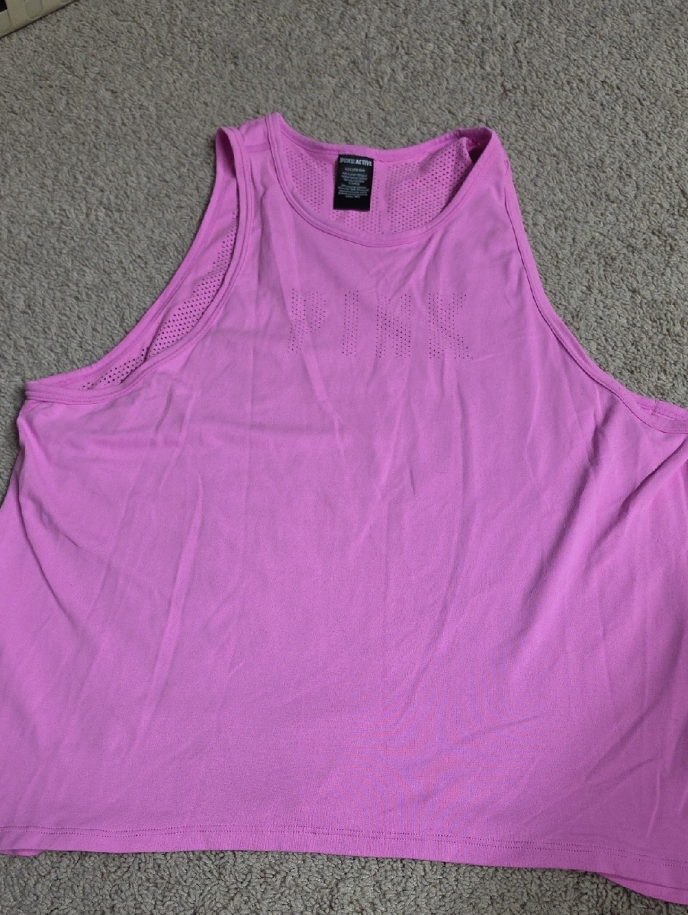 PINK Victoria's Secret Mesh Panel Athletic Tank Pink Sz Large